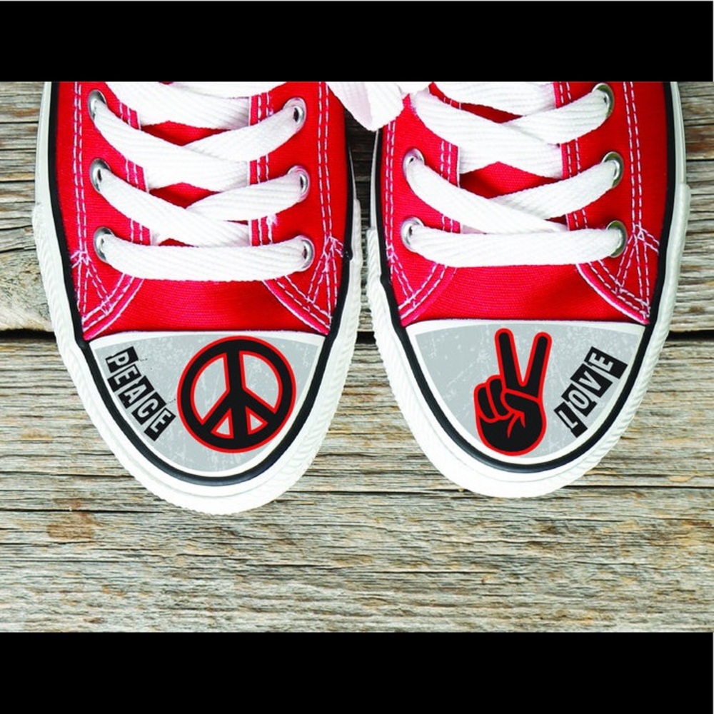 Peace Love Toe Cap Decal Shoe Sticker